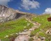 mountain path with sign in Rocky Moutain National Park