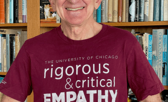 Lou Agosta wearing a t-shirt that says: A rigorous and critical empathy