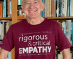 Lou Agosta wearing a t-shirt that says: A rigorous and critical empathy